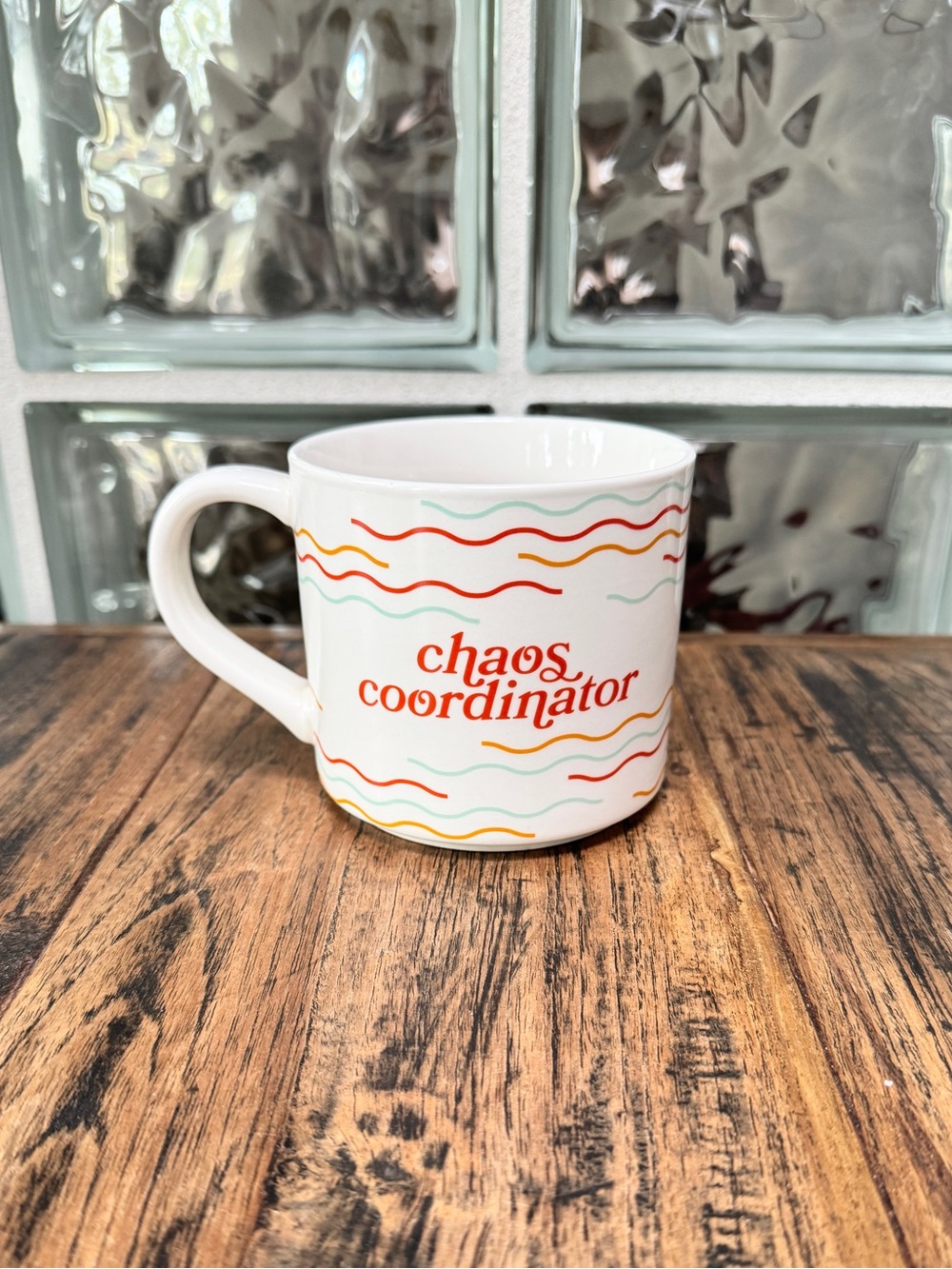 Parker Lane Large Chaos Coordinator White Ceramic Mug Colorful Waves Gift